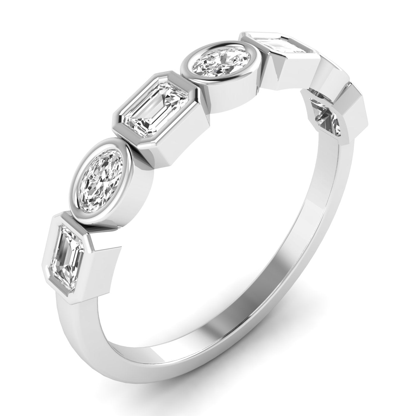 Oval-Emerald Half Eternity Ring