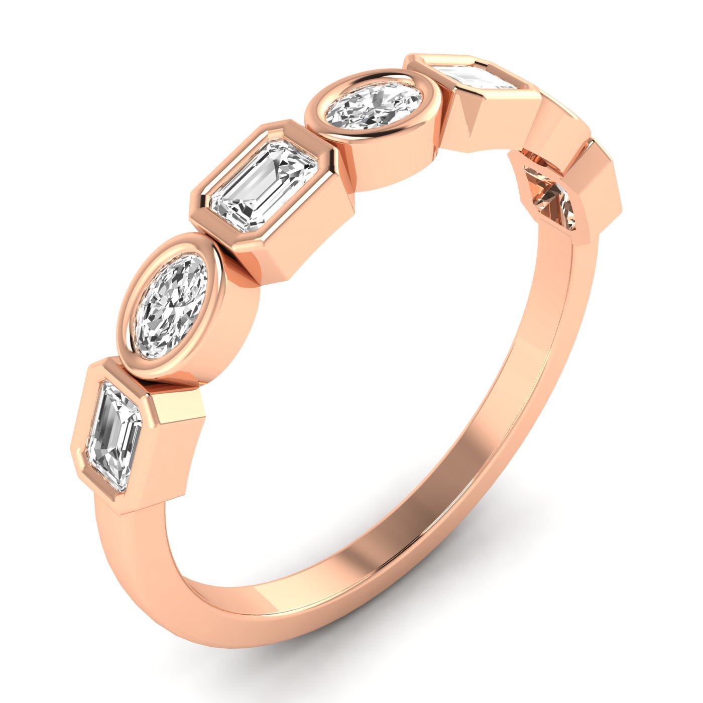 Oval-Emerald Half Eternity Ring