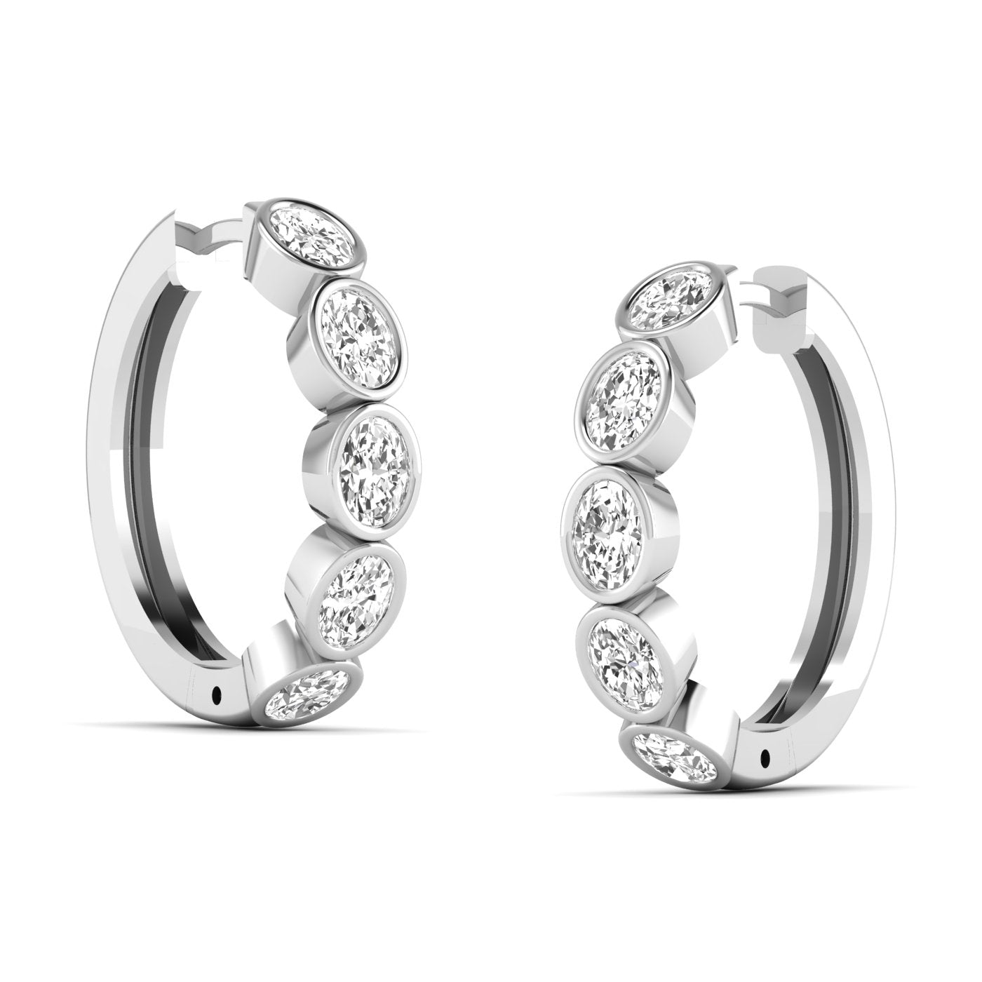 5 Stone Oval Bezel Huggies