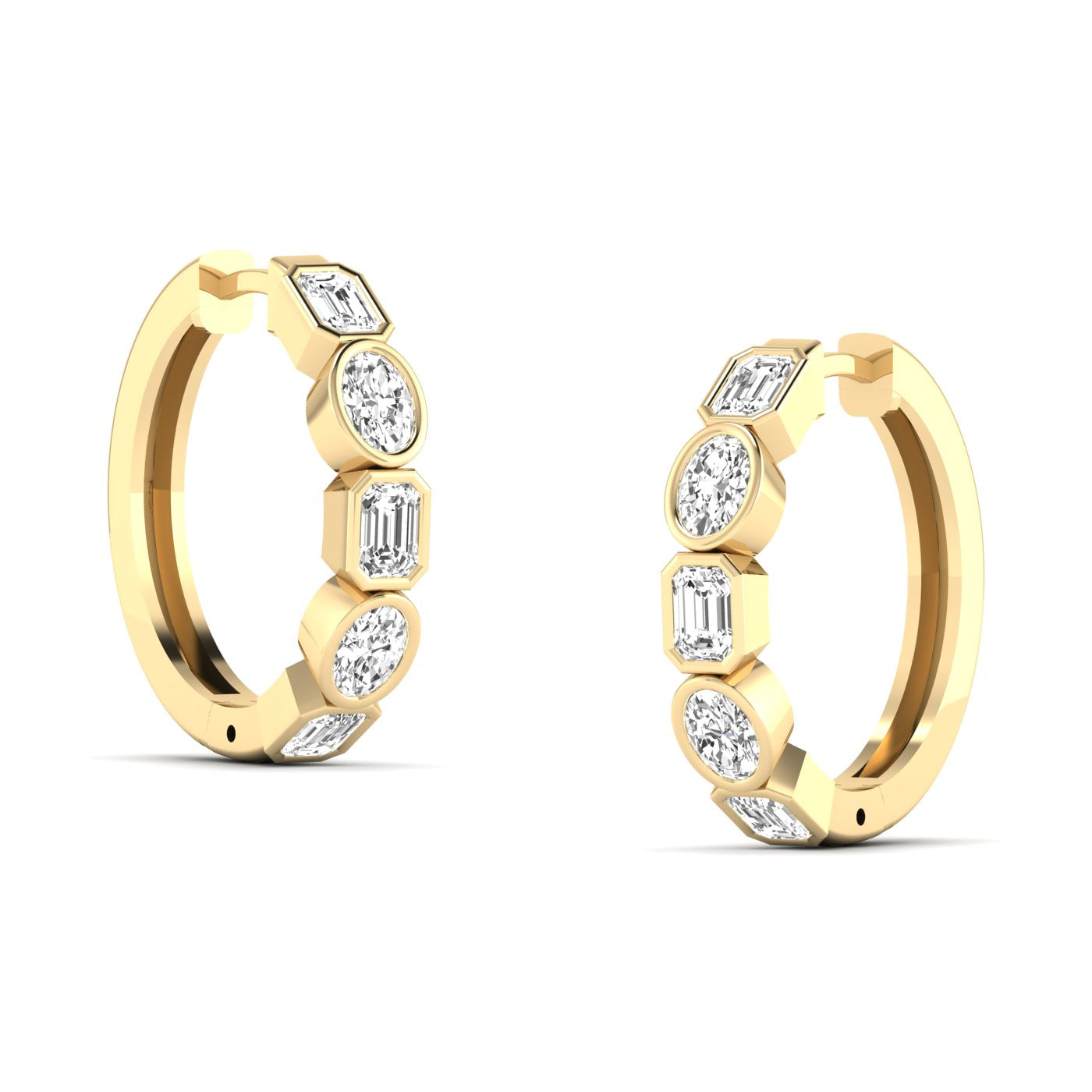 Emerald Oval Bezel Huggies