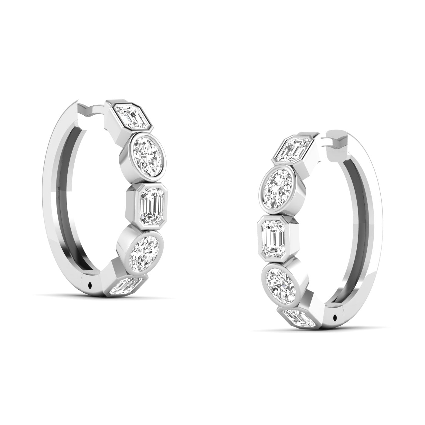 Emerald Oval Bezel Huggies