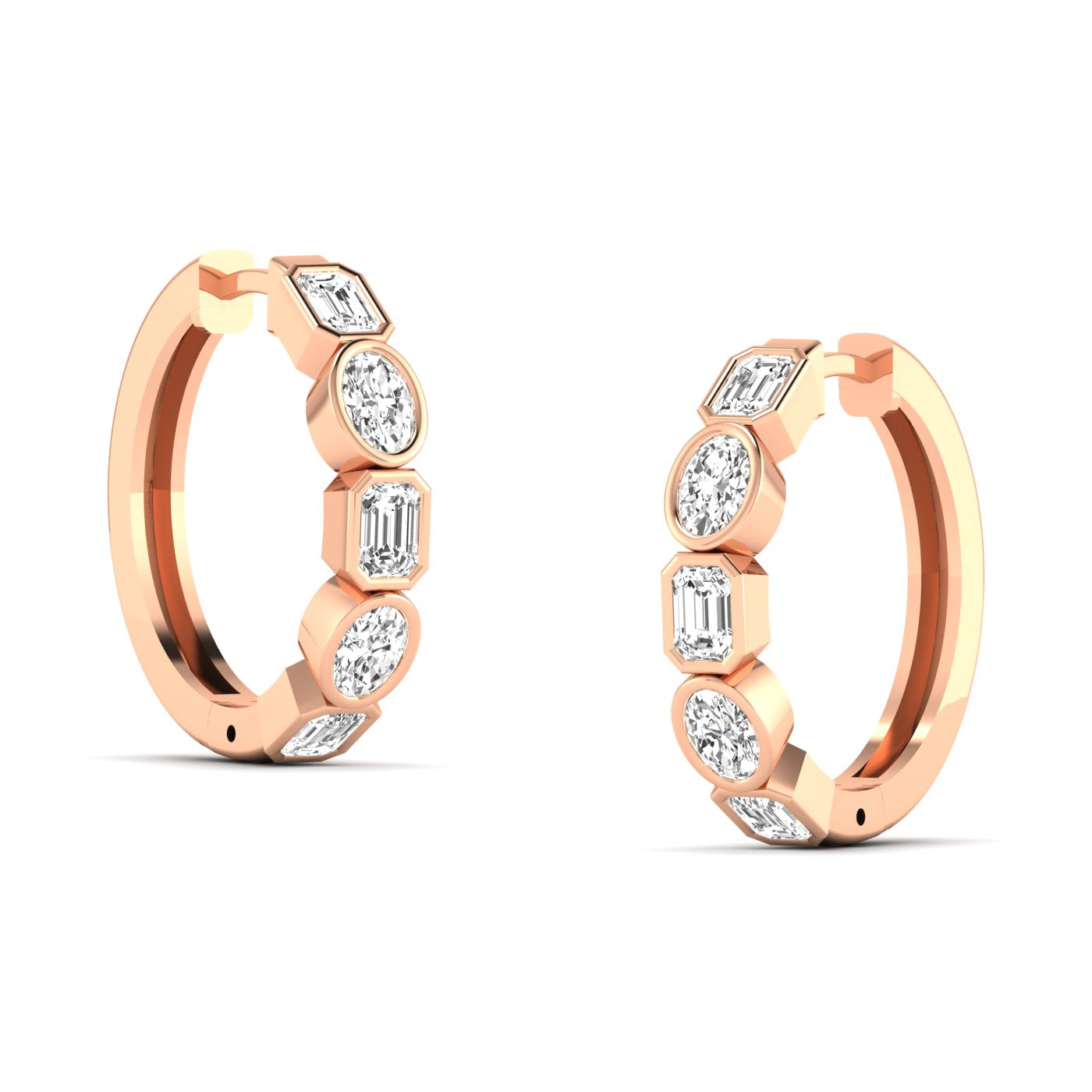 Emerald Oval Bezel Huggies
