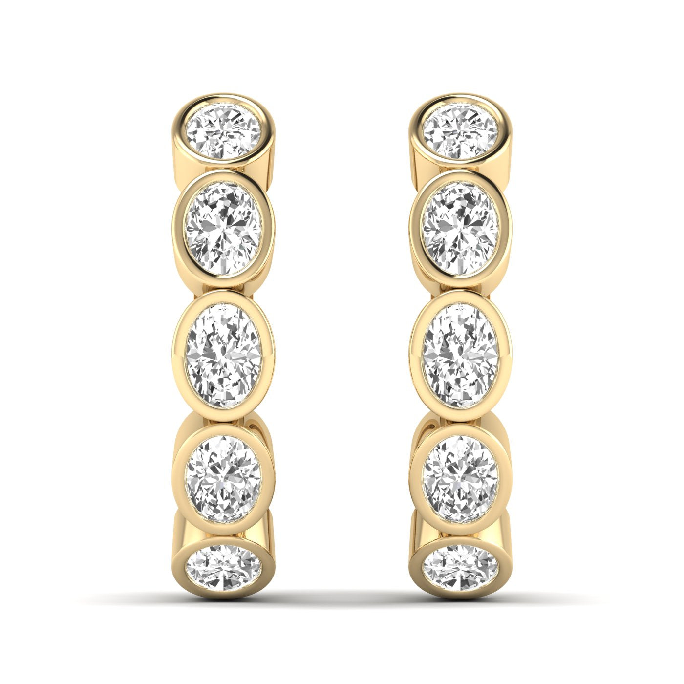 5 Stone Oval Bezel Huggies
