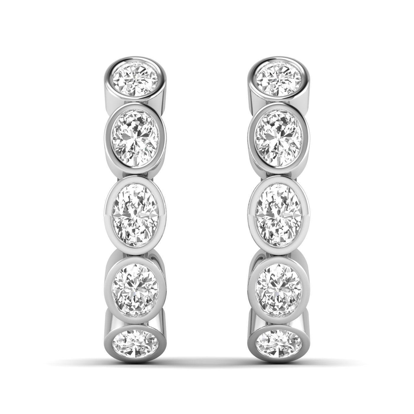 5 Stone Oval Bezel Huggies