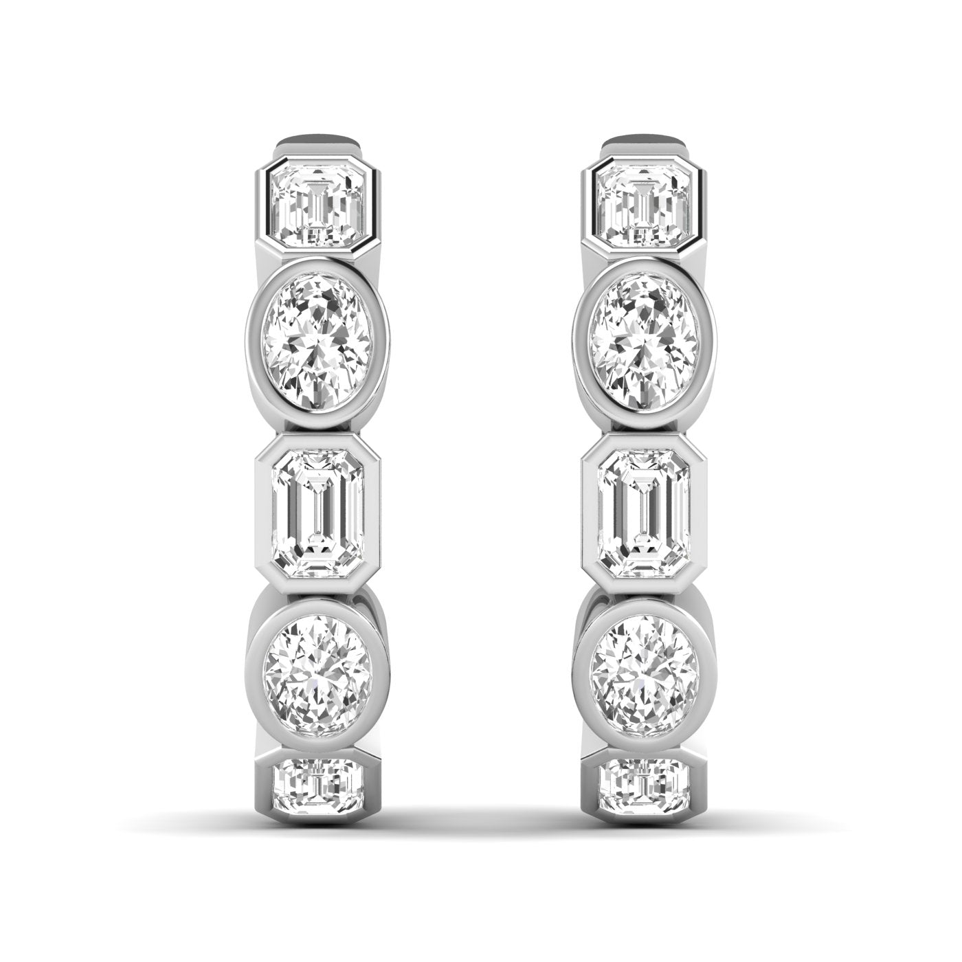 Emerald Oval Bezel Huggies