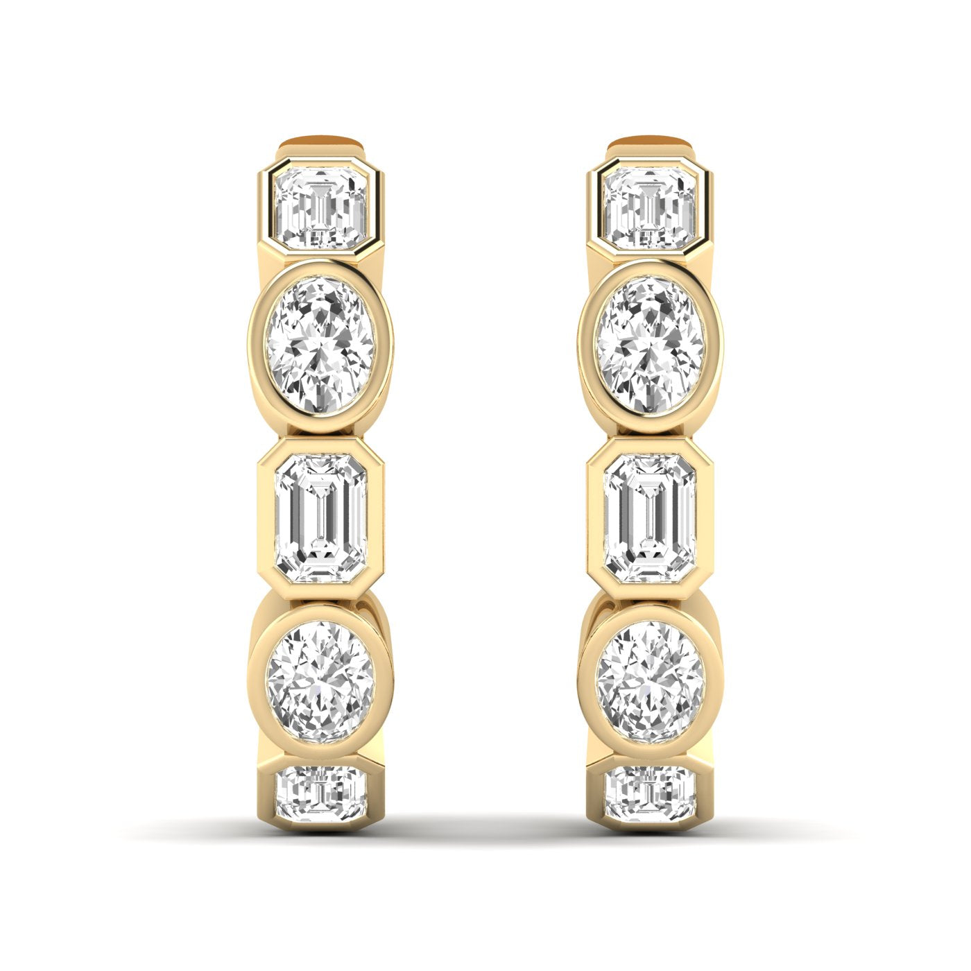 Emerald Oval Bezel Huggies