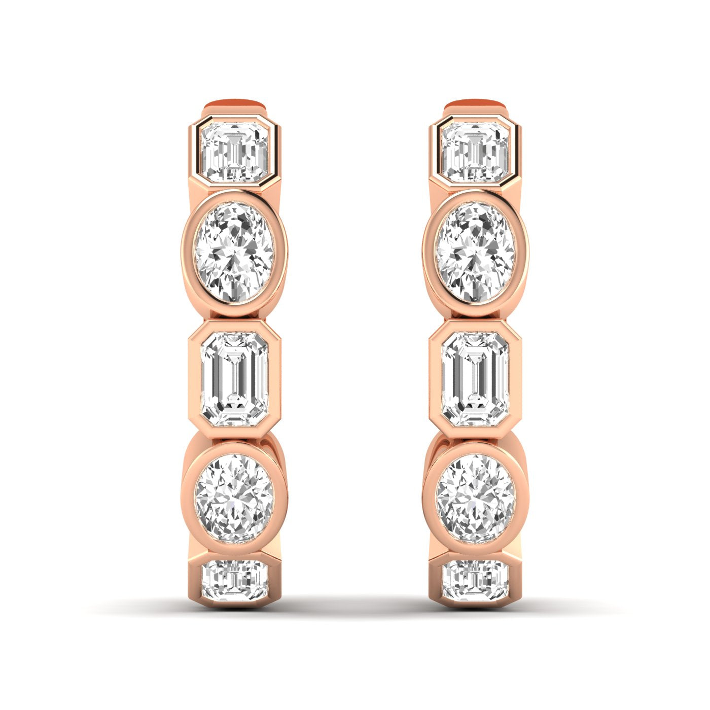Emerald Oval Bezel Huggies