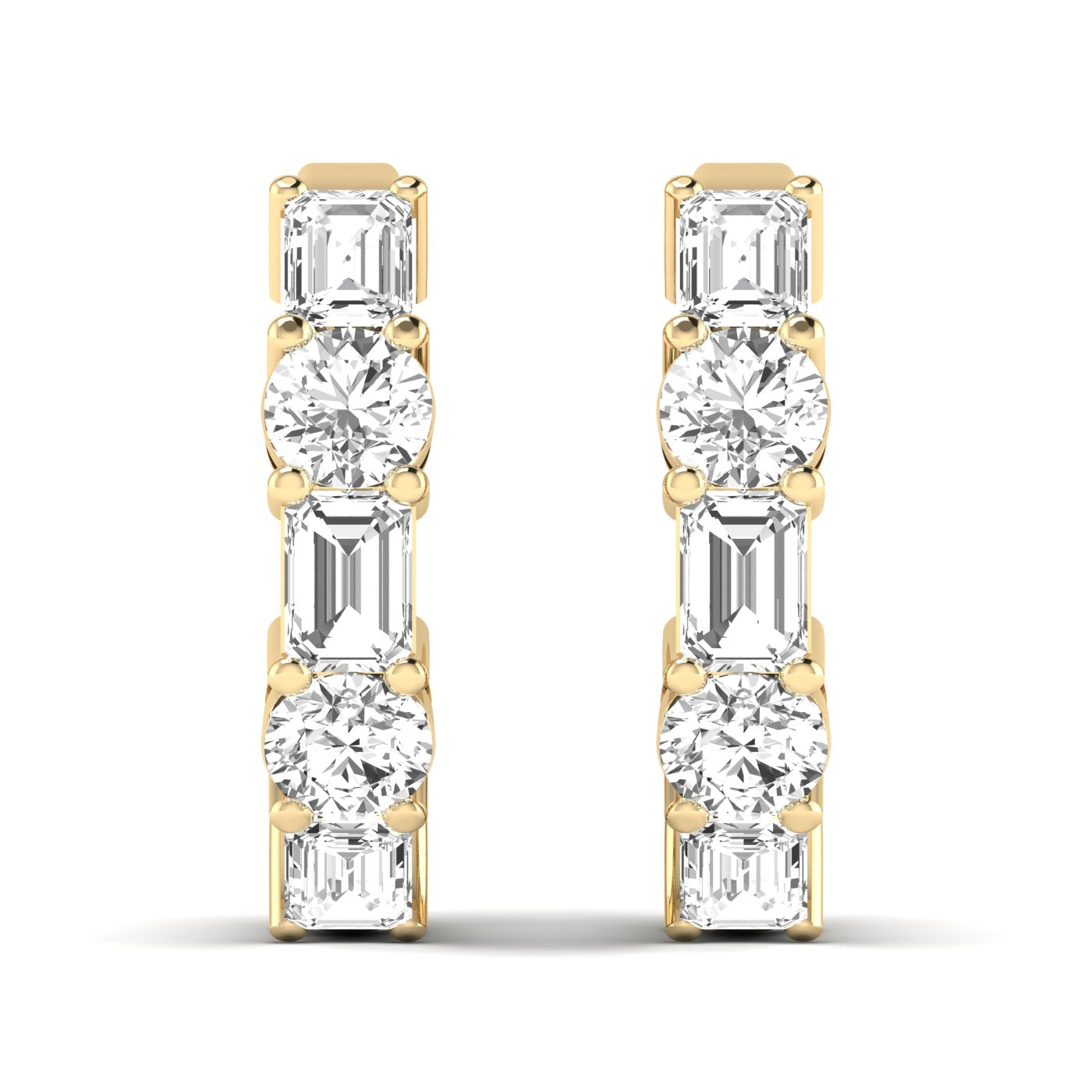 Round Emerald Prong Huggies
