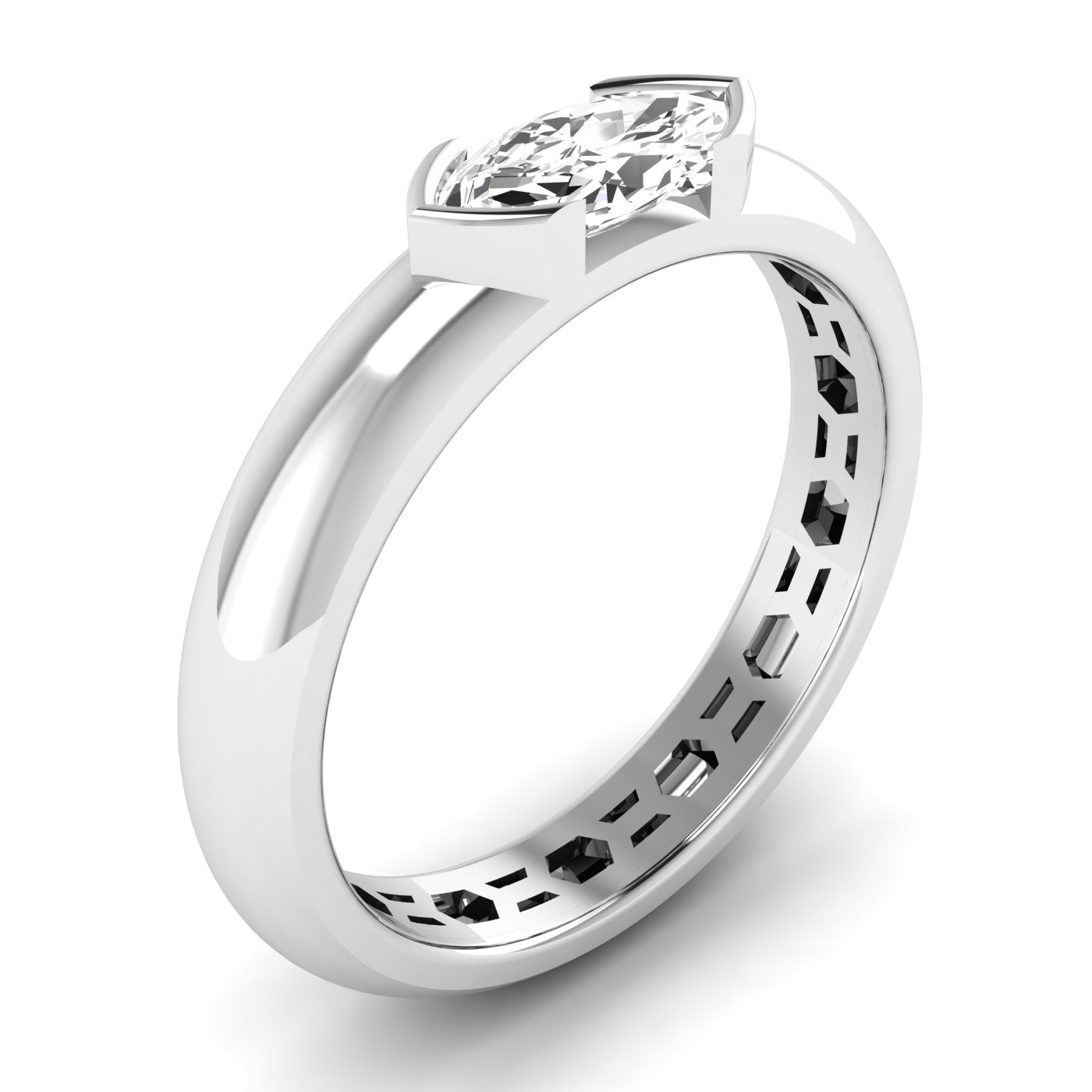 Marquise Half Bezel Ring