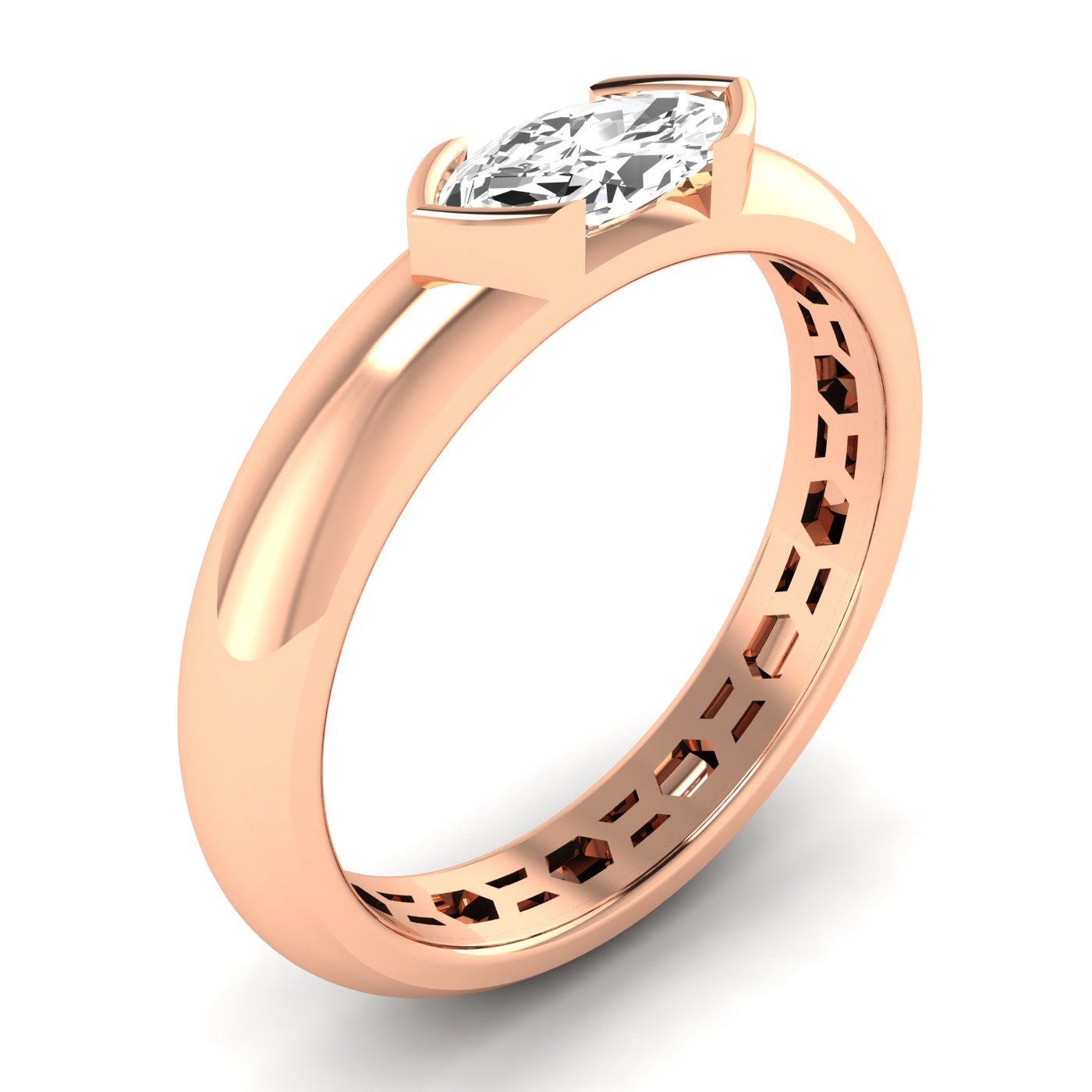 Marquise Half Bezel Ring