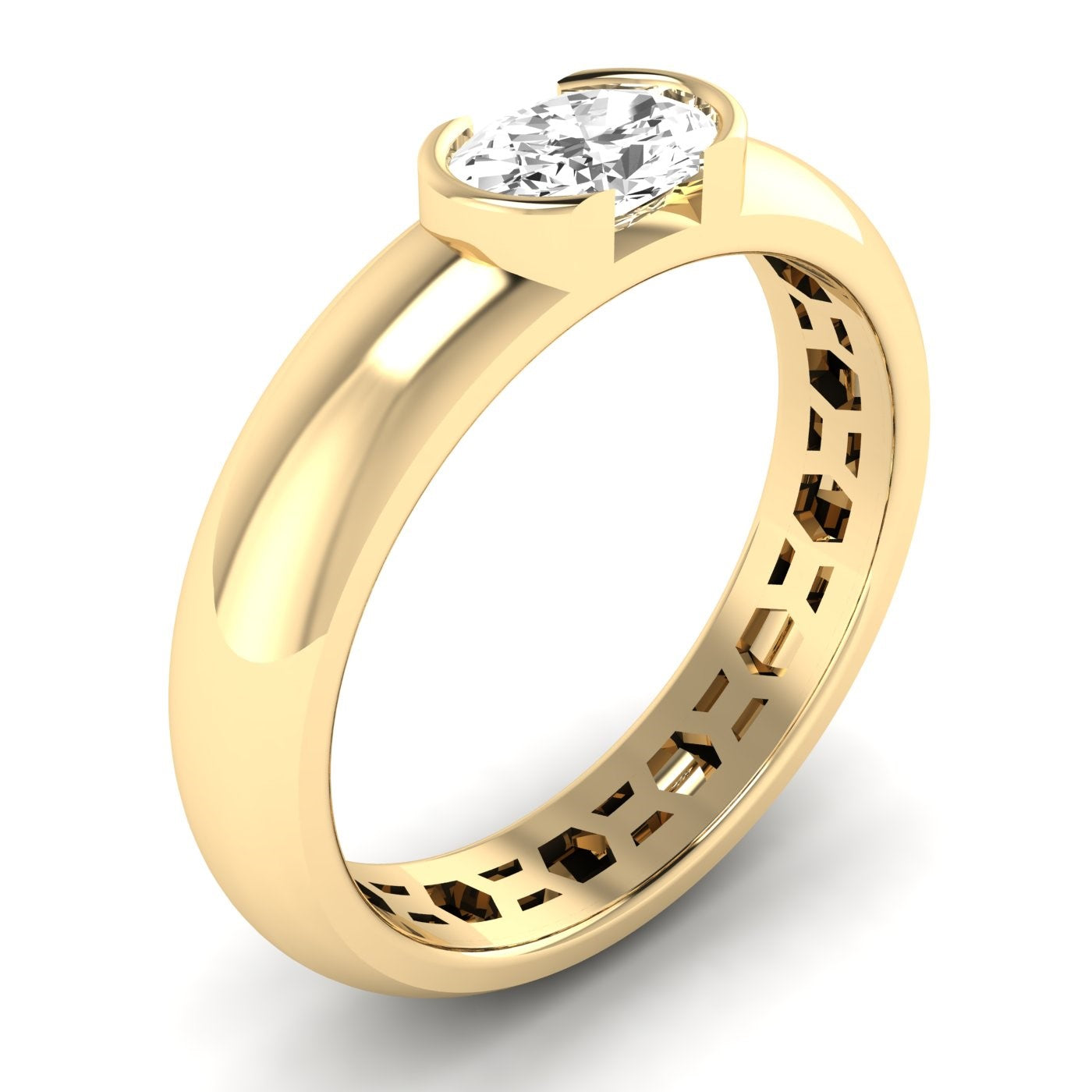 Oval Half Bezel Ring