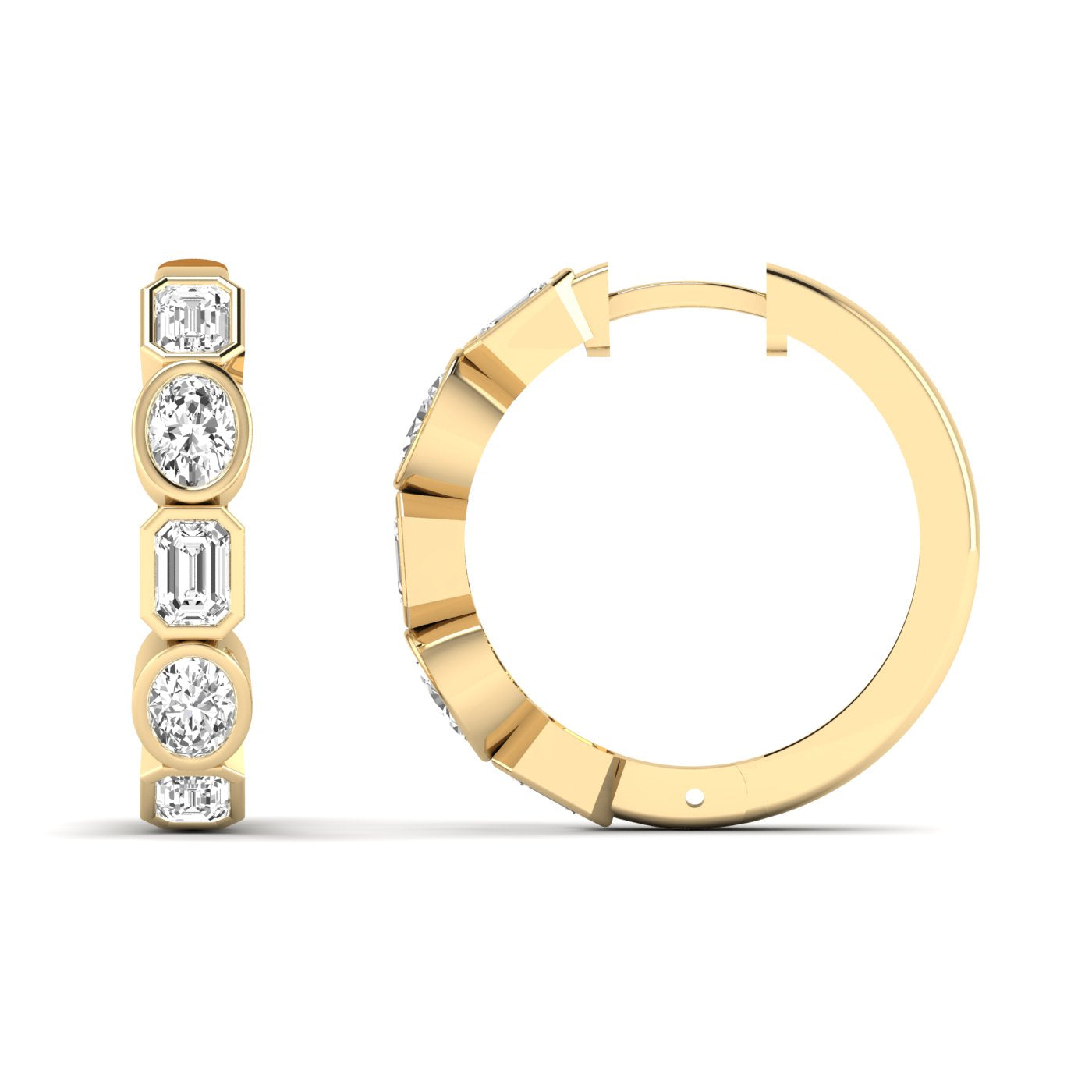Emerald Oval Bezel Huggies