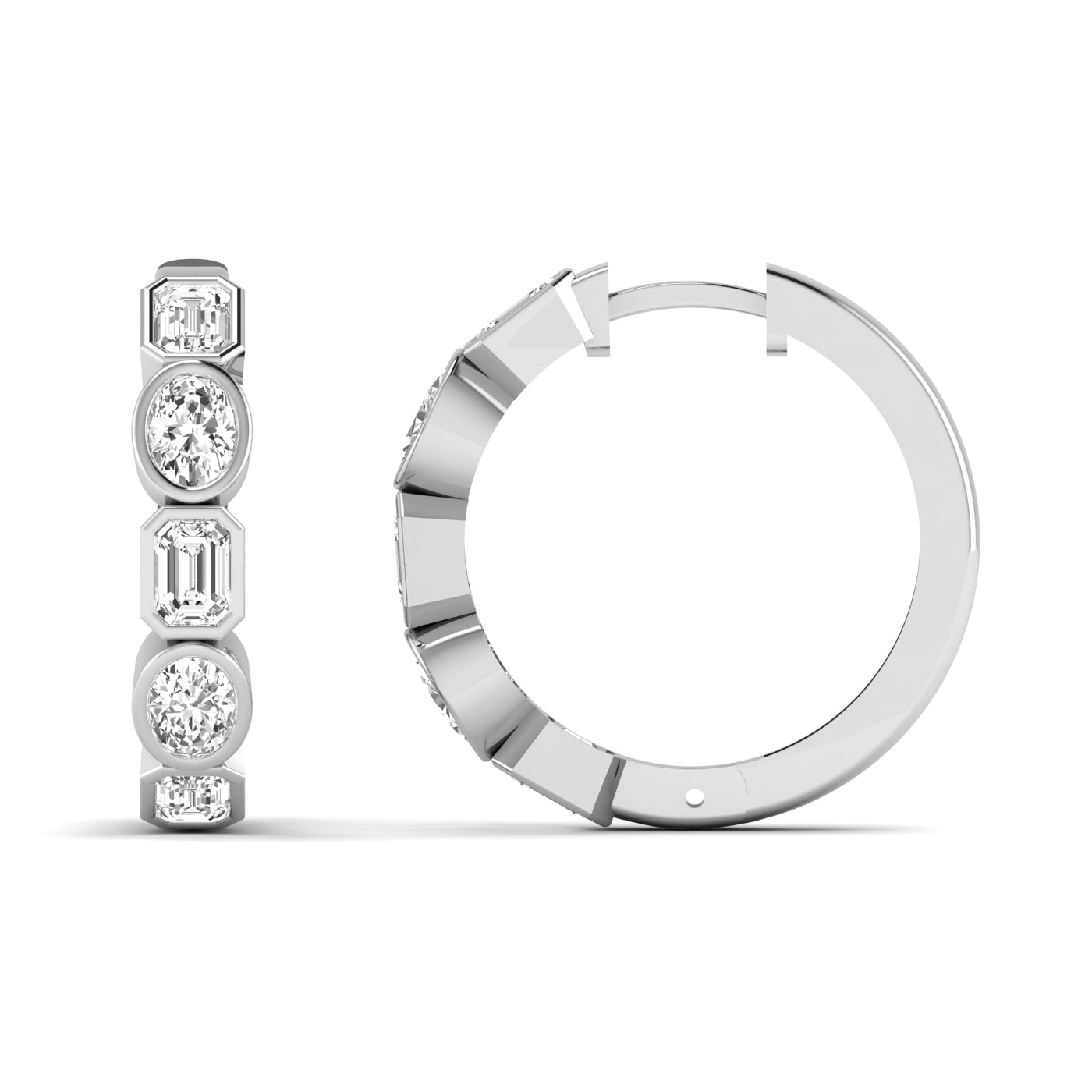 Emerald Oval Bezel Huggies