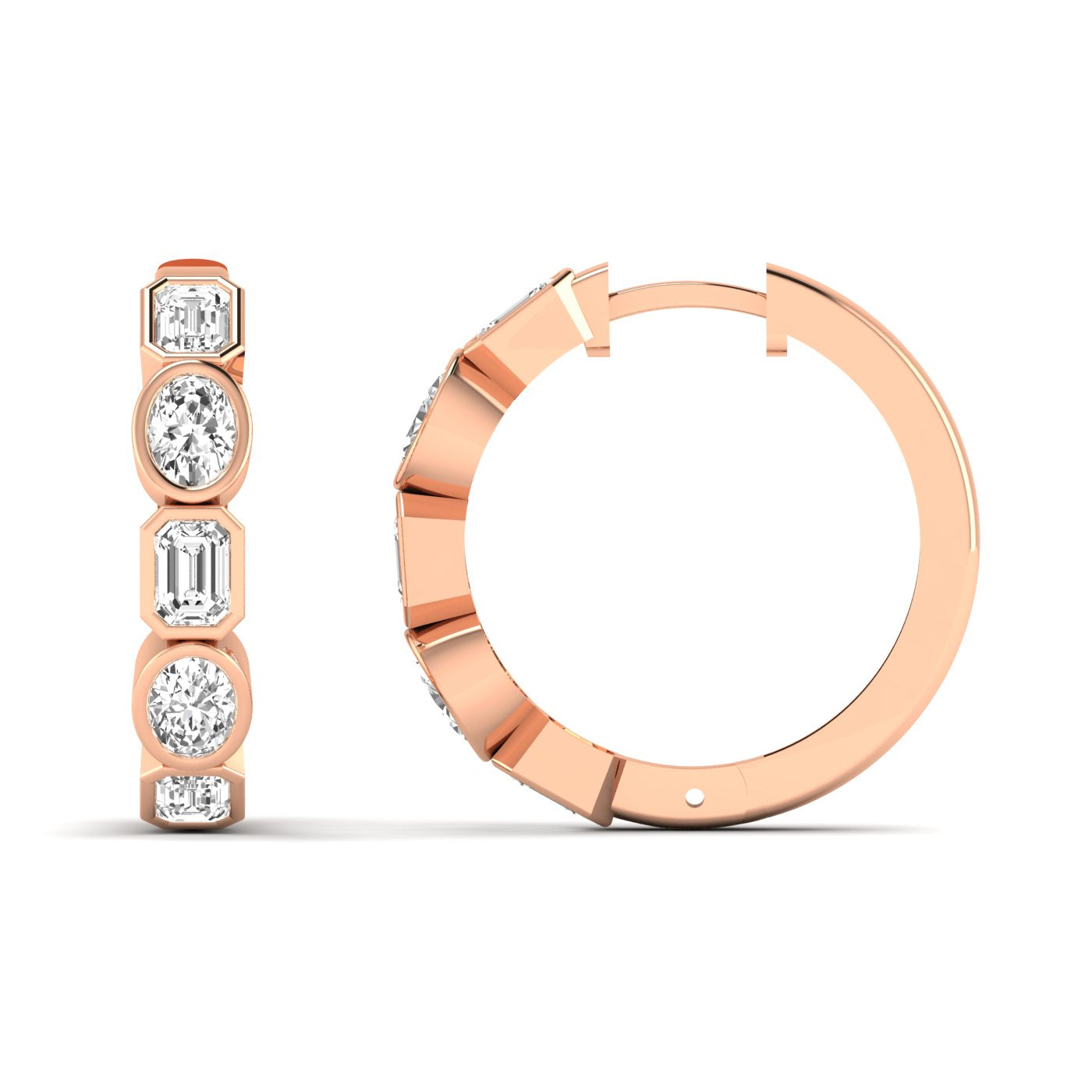 Emerald Oval Bezel Huggies