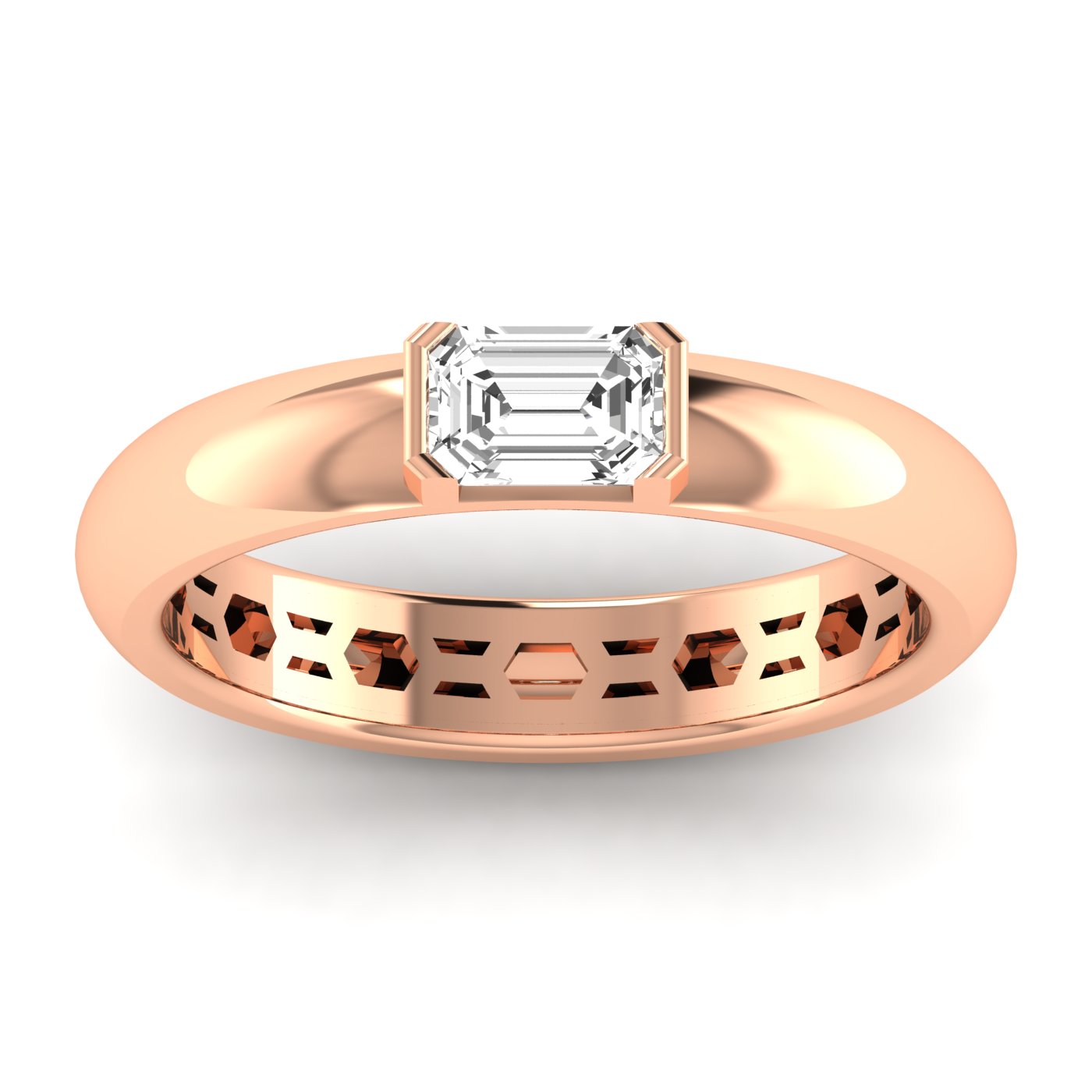 Emerald Half Bezel Ring