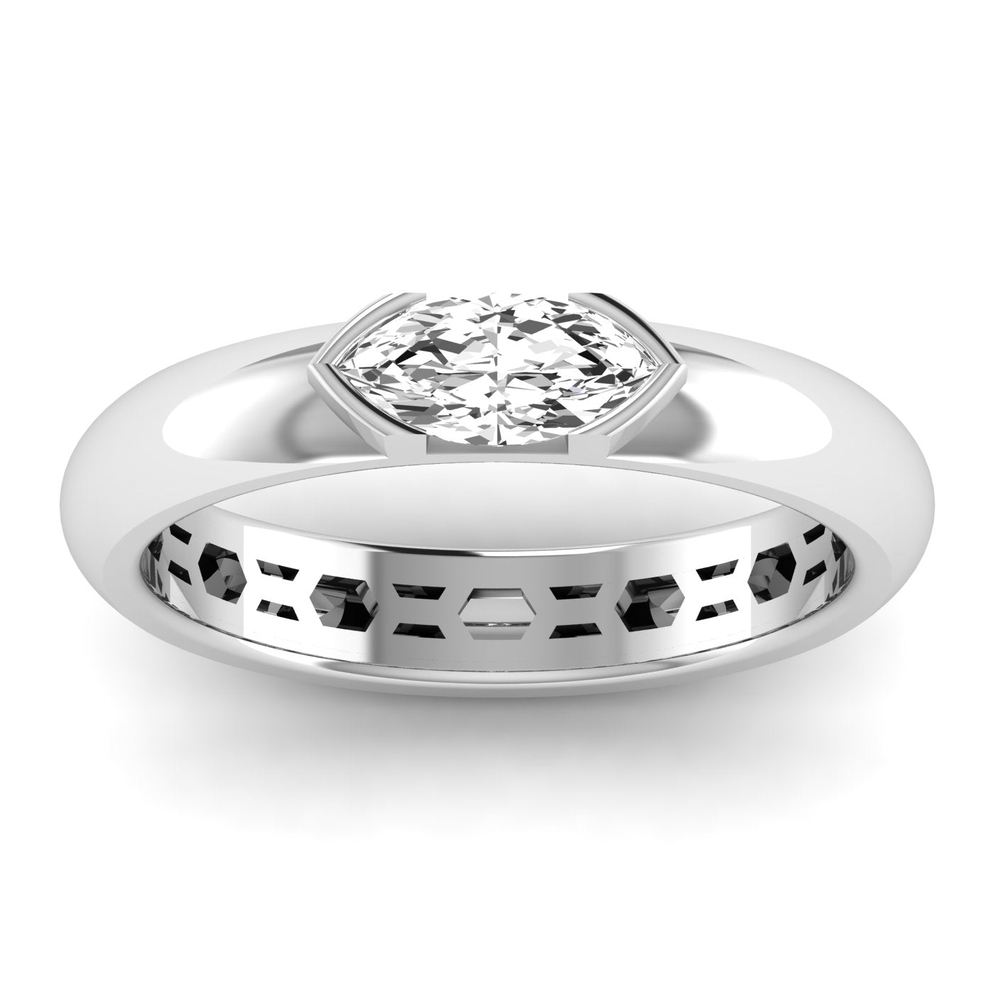 Marquise Half Bezel Ring