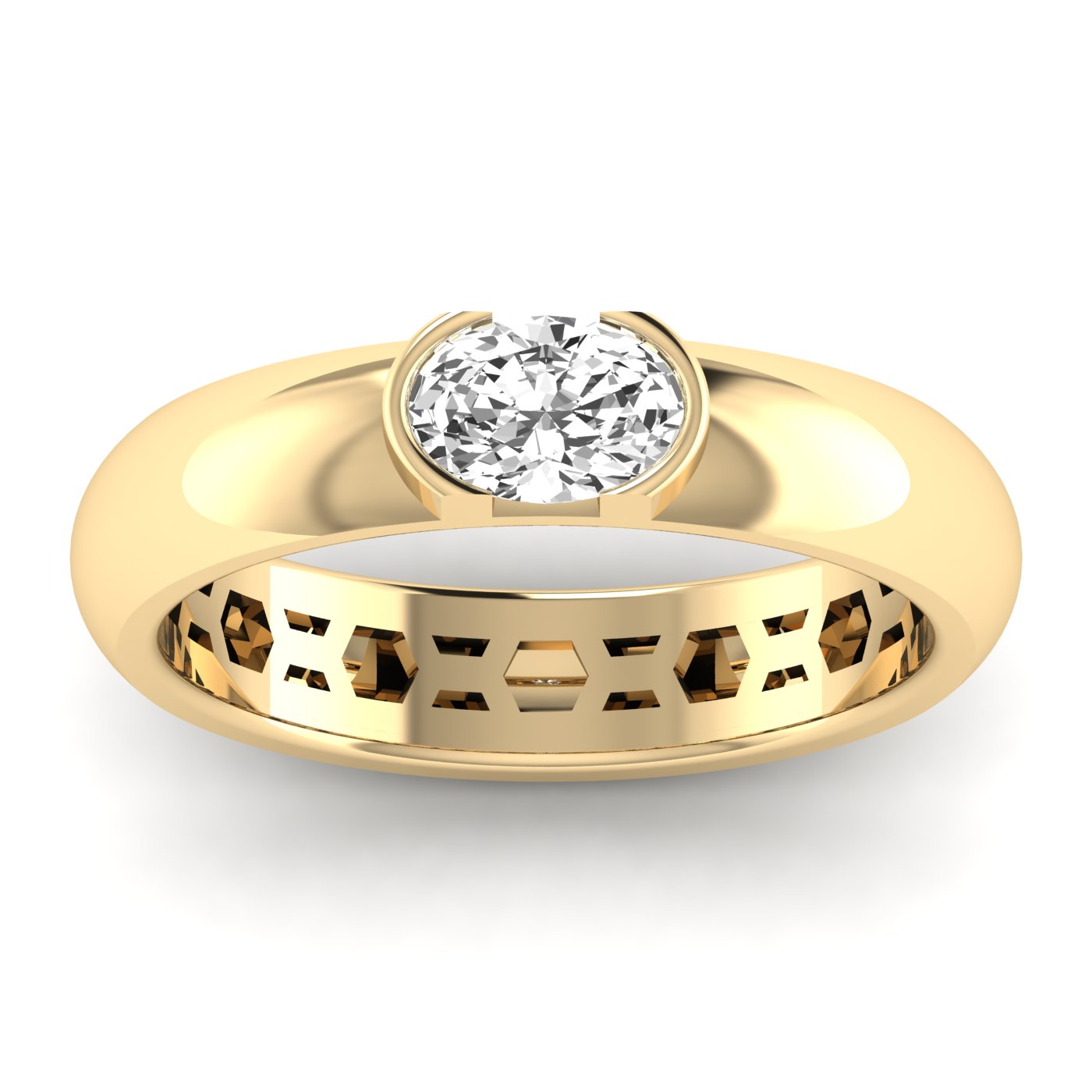 Oval Half Bezel Ring