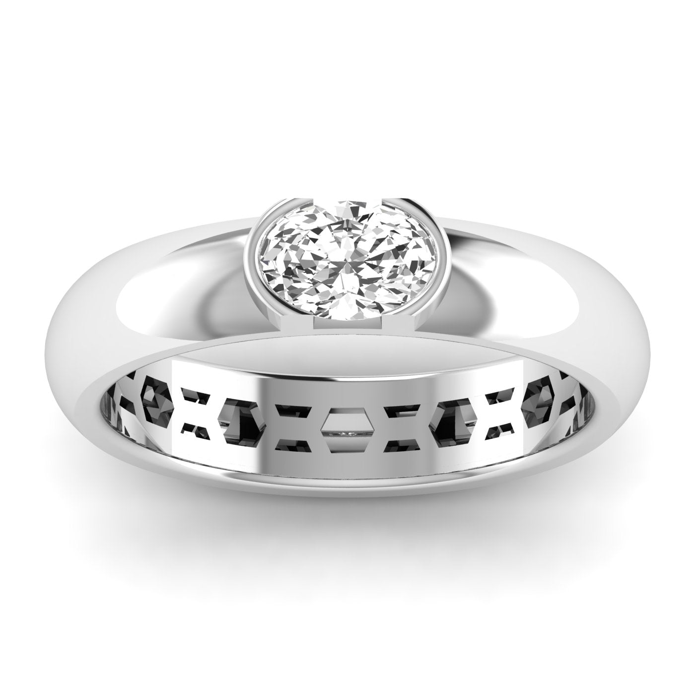 Oval Half Bezel Ring