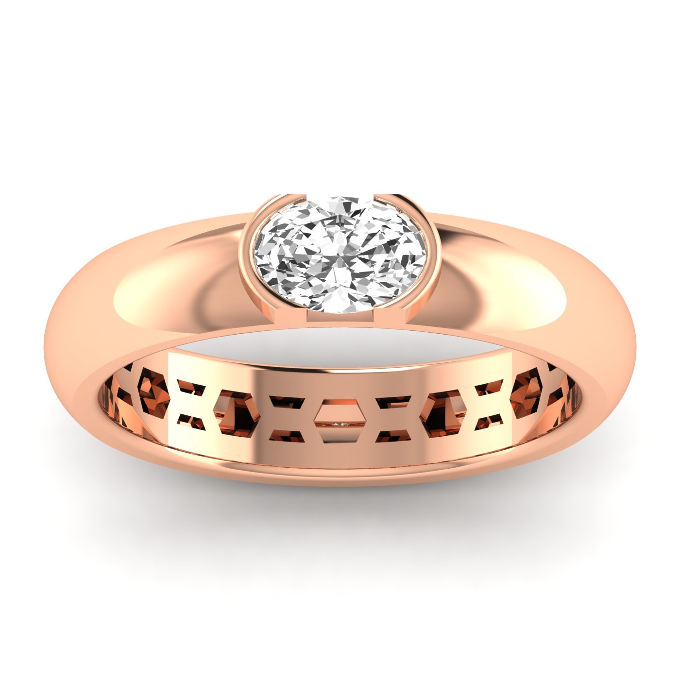 Oval Half Bezel Ring