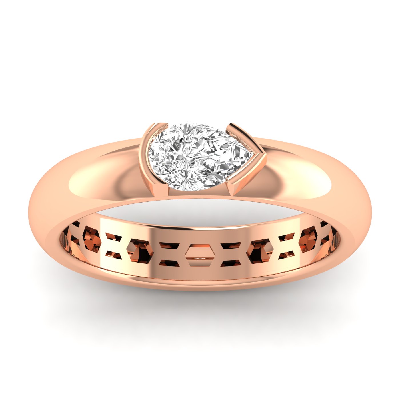 Pear Half Bezel Ring