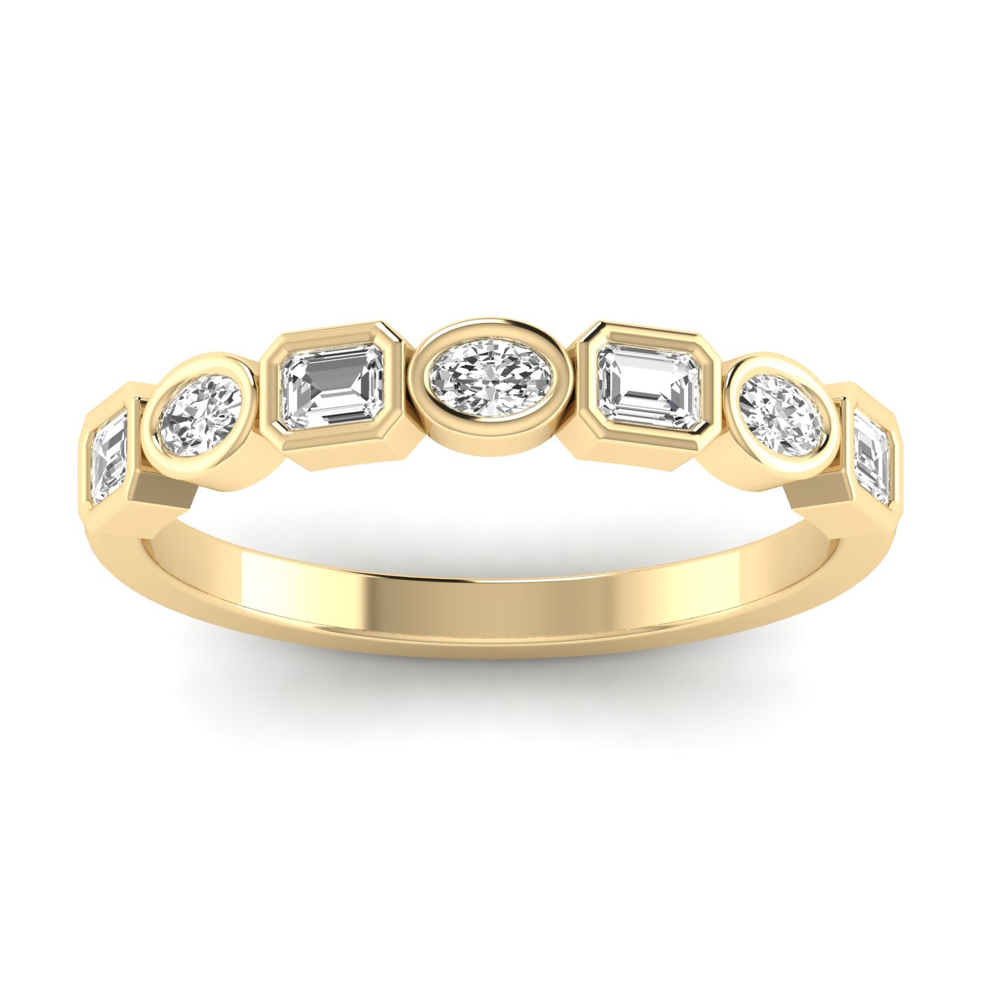 Oval-Emerald Half Eternity Ring