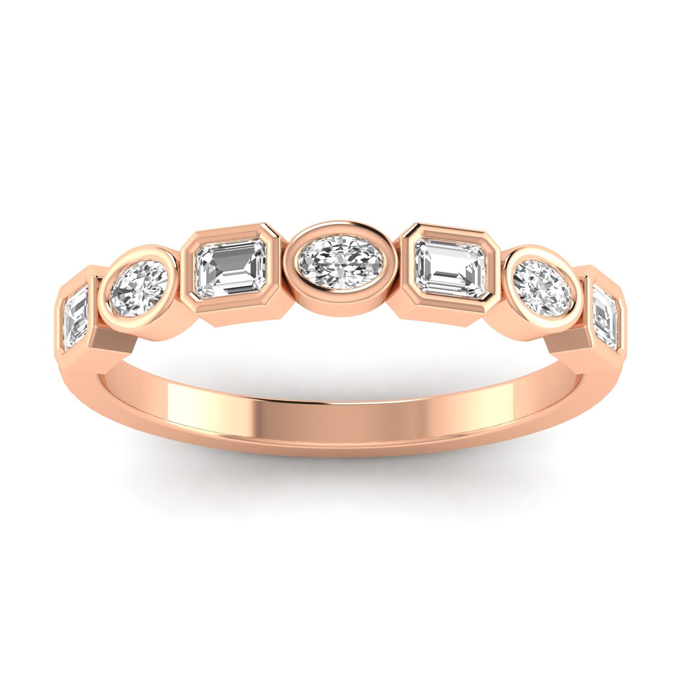 Oval-Emerald Half Eternity Ring