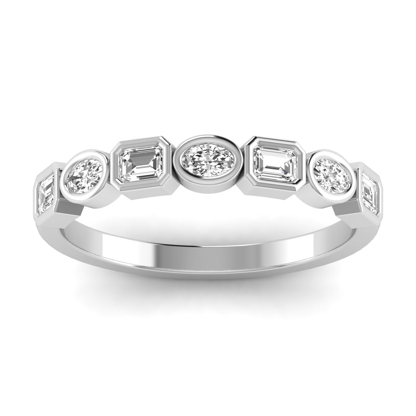 Oval-Emerald Half Eternity Ring