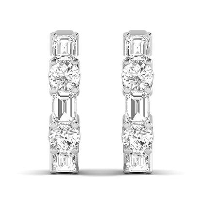 Round Emerald Prong Huggies