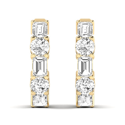Round Emerald Prong Huggies