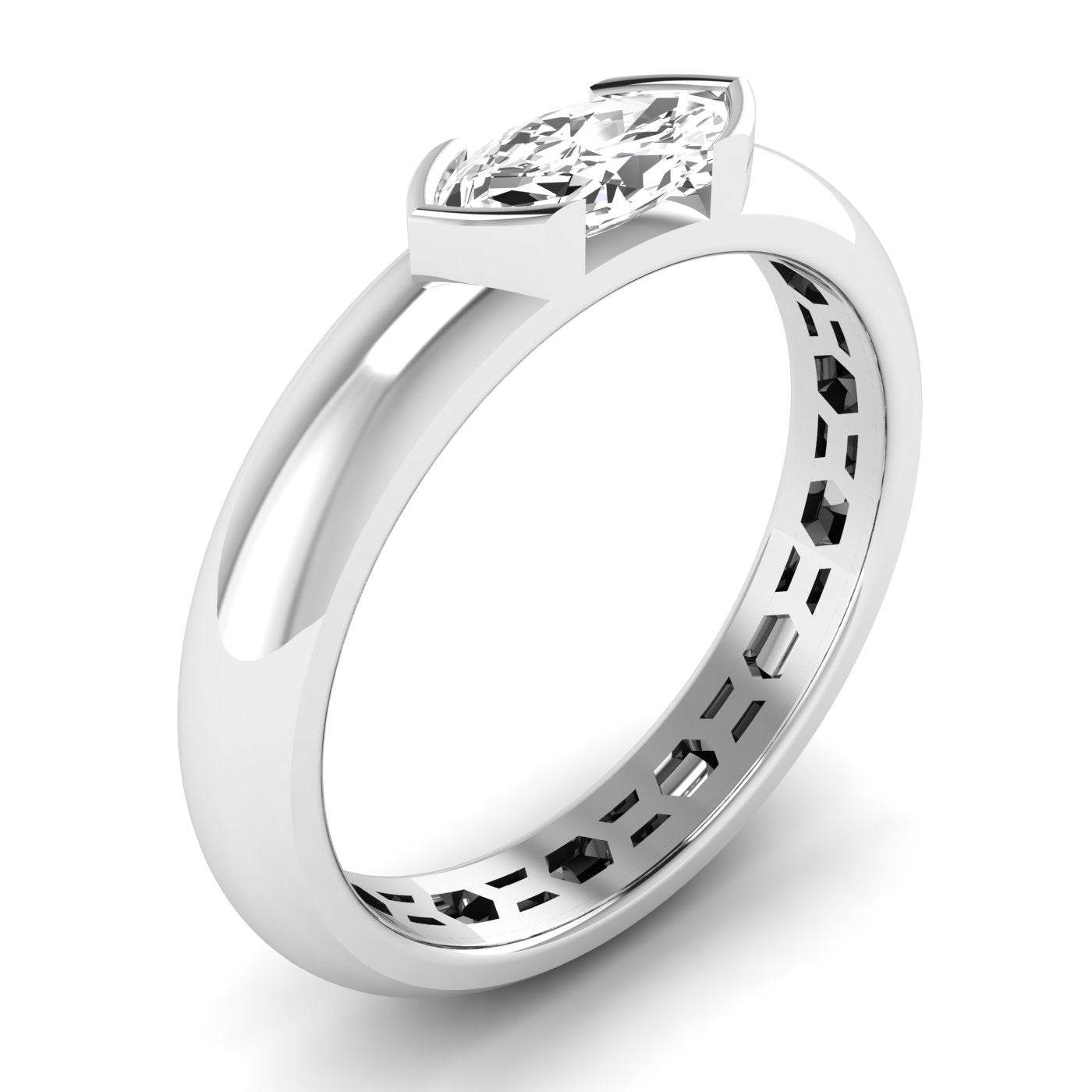 0.50ctw Marquise Half Bezel Ring