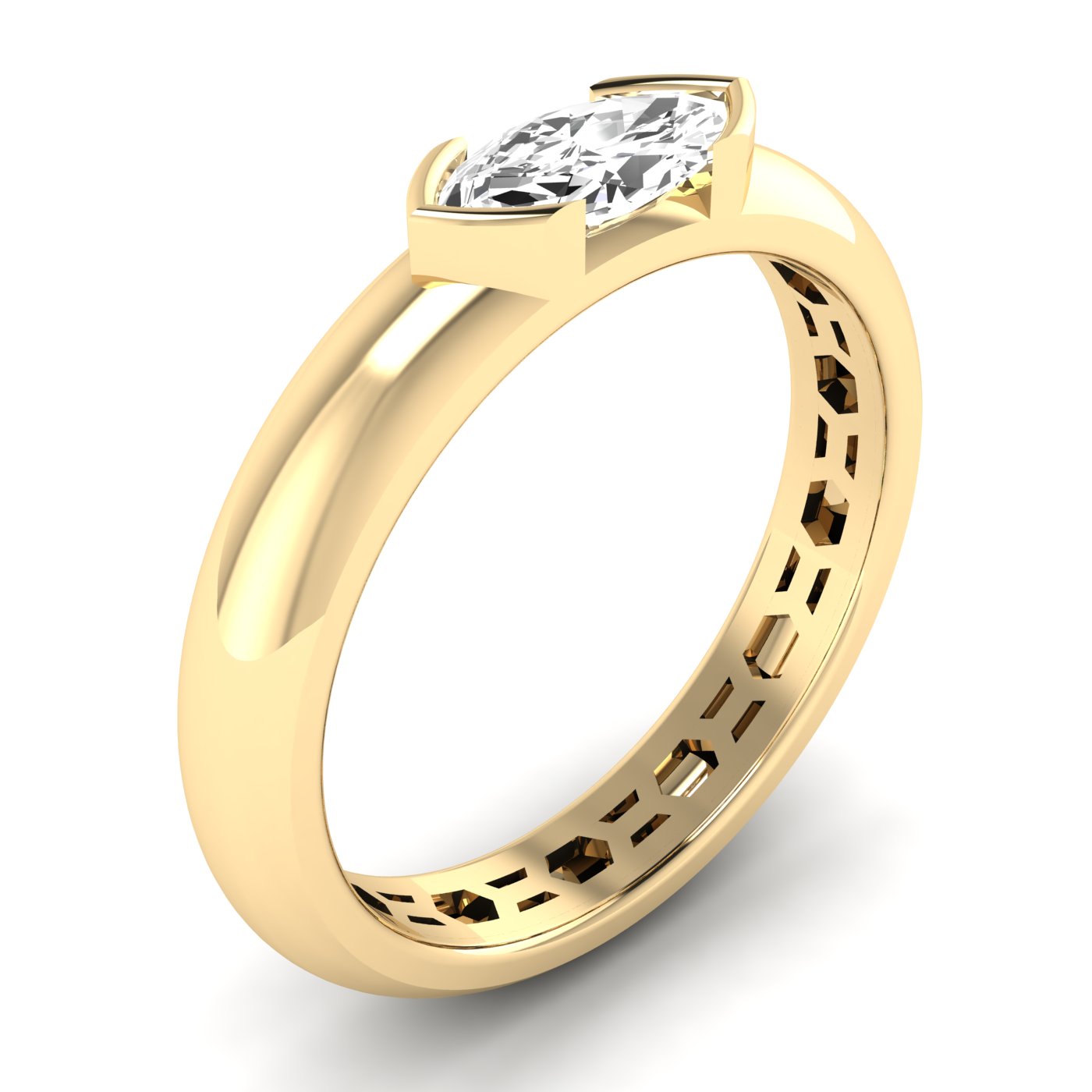 0.50ctw Marquise Half Bezel Ring