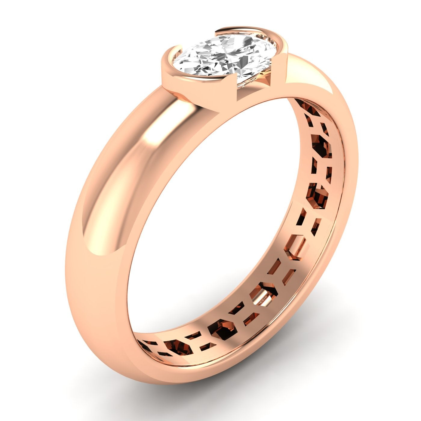 0.50ctw Oval Half Bezel Ring