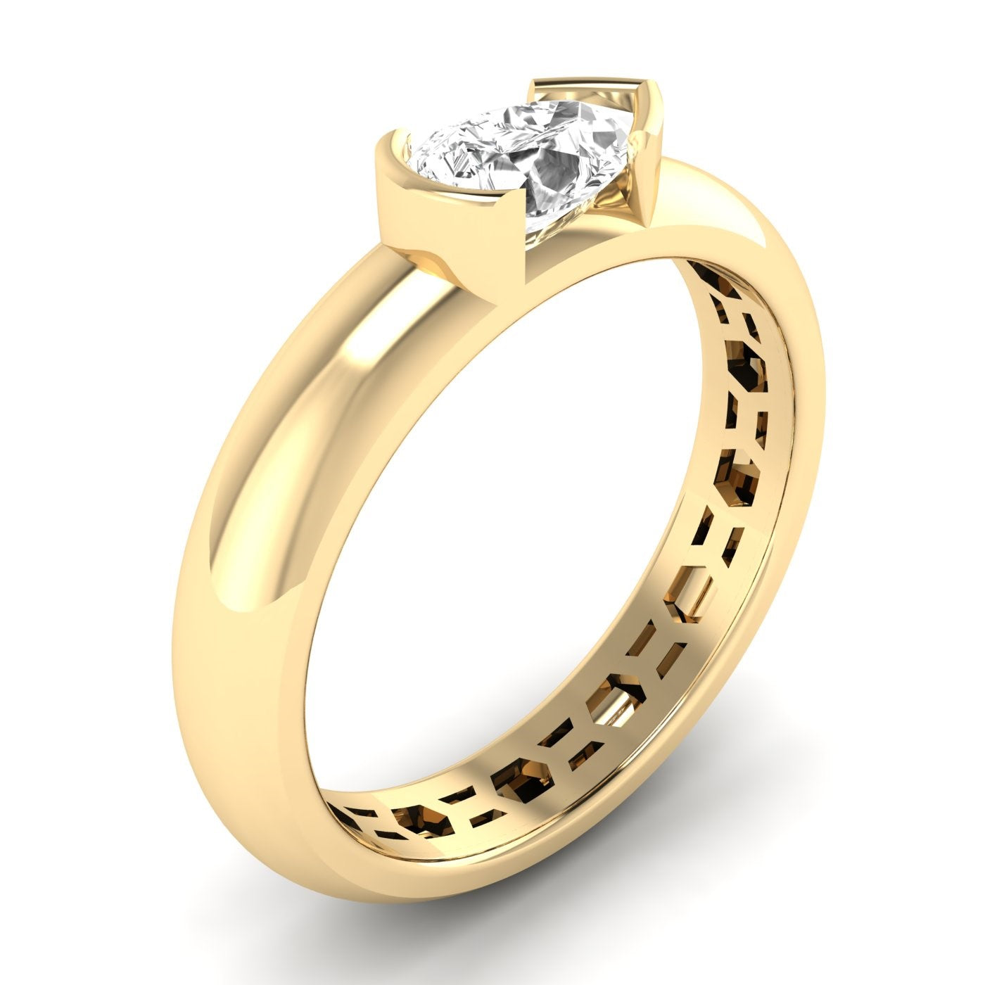 0.50ctw Pear Half Bezel Ring