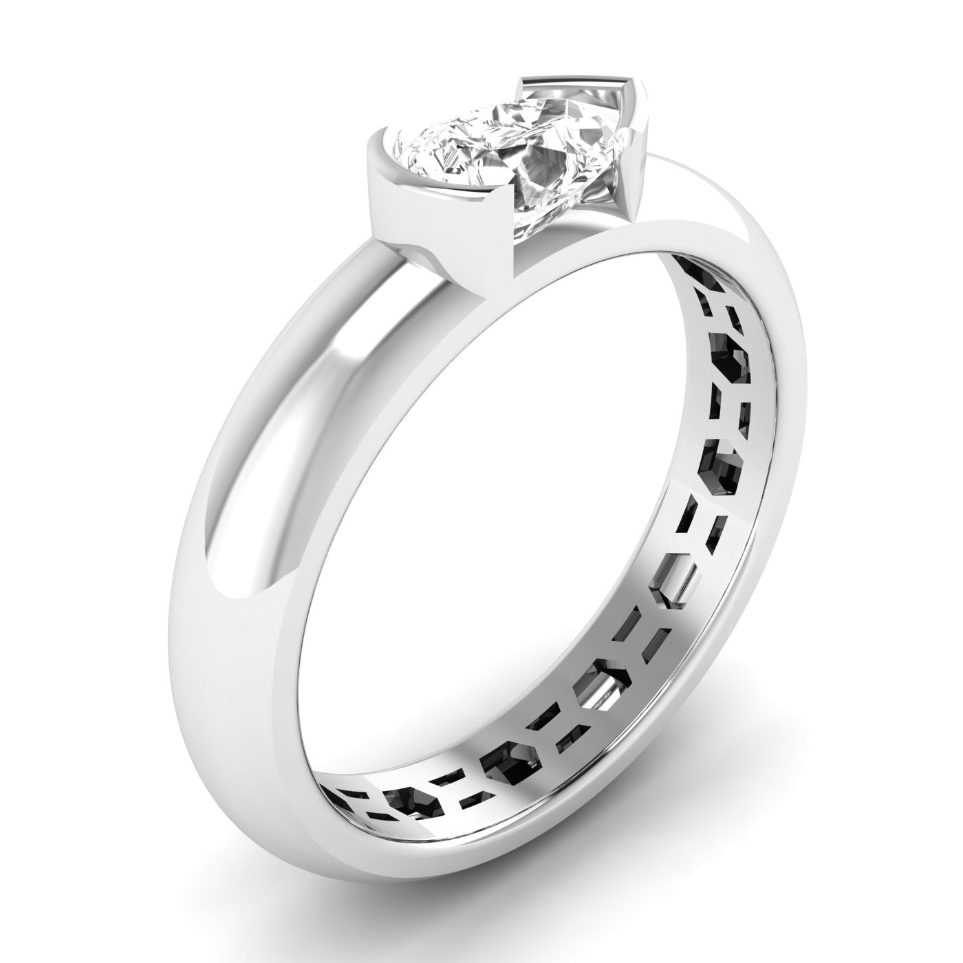 0.50ctw Pear Half Bezel Ring