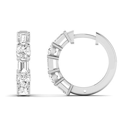 Round Emerald Prong Huggies