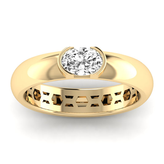 0.50ctw Oval Half Bezel Ring