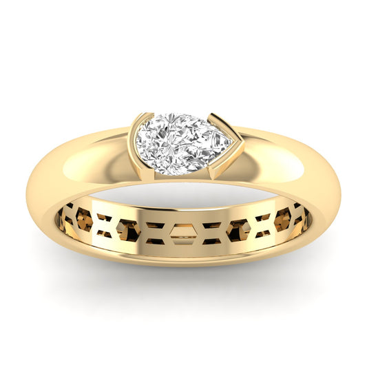 0.50ctw Pear Half Bezel Ring